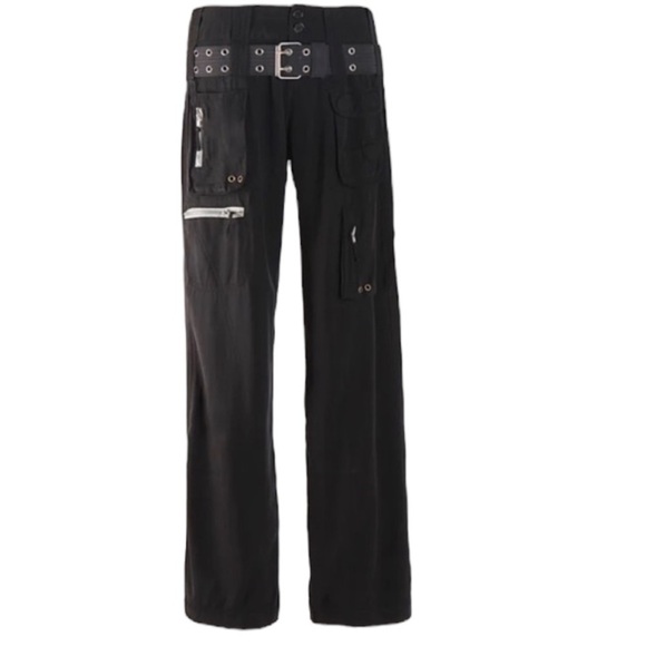 Johnny Was Marika Black Satin Cargo Pants Ankle Length Sz S - Picture 3 of 13